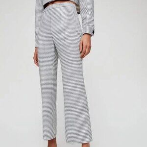 Wilfred Kick Flare Pant Size 4 White/Grey Gingham